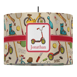 Vintage Sports 16" Drum Pendant Lamp - Fabric (Personalized)