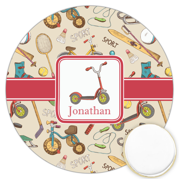 Custom Vintage Sports Printed Cookie Topper - 3.25" (Personalized)