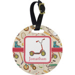 Vintage Sports Plastic Luggage Tag - Round (Personalized)