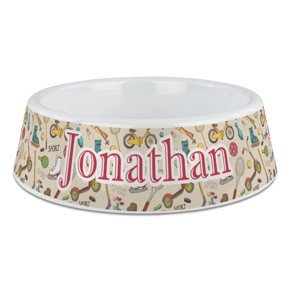 Custom Vintage Sports Plastic Dog Bowl - Large (Personalized)