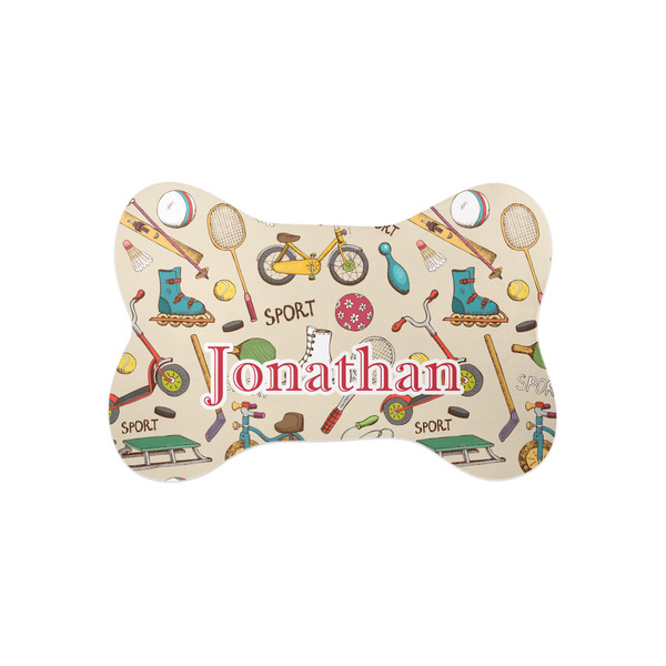 Custom Vintage Sports Bone Shaped Dog Food Mat (Small) (Personalized)