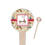 Vintage Sports 4" Round Wooden Food Picks - Single Sided (Personalized)