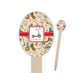 Vintage Sports Oval Wooden Food Picks - Single Sided (Personalized)