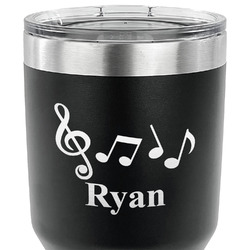 Musical Notes 30 oz Stainless Steel Tumbler - Black - Single Sided (Personalized)