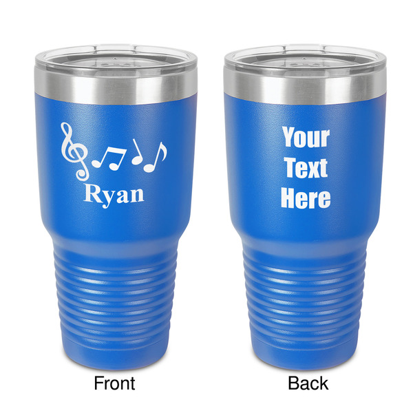 Custom Musical Notes 30 oz Stainless Steel Tumbler - Royal Blue - Double-Sided (Personalized)