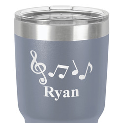 Musical Notes 30 oz Stainless Steel Tumbler - Grey - Double-Sided (Personalized)