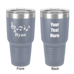 Musical Notes 30 oz Stainless Steel Tumbler - Grey - Double-Sided (Personalized)