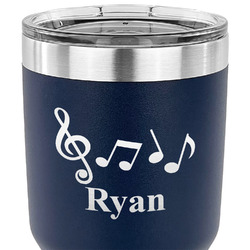 Musical Notes 30 oz Stainless Steel Tumbler - Navy - Single Sided (Personalized)