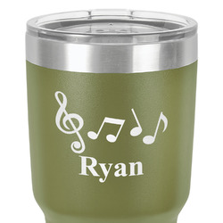 Musical Notes 30 oz Stainless Steel Tumbler - Olive - Single-Sided (Personalized)