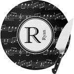 Musical Notes Round Glass Cutting Board - Small (Personalized)