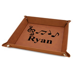 Musical Notes Faux Leather Dice Tray - 9" x 9" - Rawhide (Personalized)