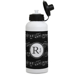 Musical Notes Water Bottles - Aluminum - 20 oz - White (Personalized)