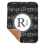 Musical Notes Sherpa Baby Blanket - 30" x 40" w/ Name and Initial