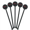 Musical Notes Black Plastic 5.5" Stir Stick - Round - Fan View