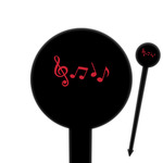 Musical Notes 6" Round Plastic Food Picks - Black - Single Sided (Personalized)