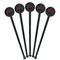 Musical Notes Black Plastic 7" Stir Stick - Round - Fan View