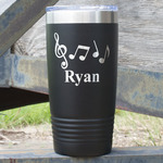 Musical Notes 20 oz Stainless Steel Tumbler - Black - Single Sided (Personalized)