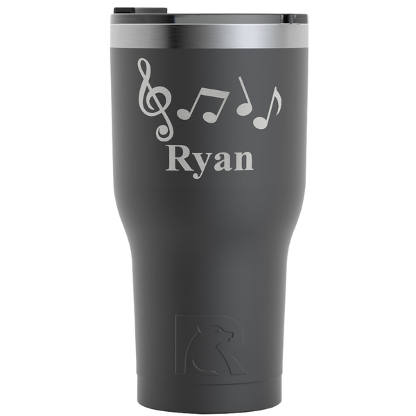 Custom Musical Notes RTIC Tumbler - Black - Engraved Front (Personalized)