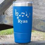 Musical Notes 20 oz Stainless Steel Tumbler - Royal Blue - Double Sided (Personalized)
