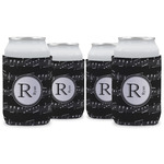 Musical Notes Can Cooler (12 oz) - Set of 4 w/ Name and Initial