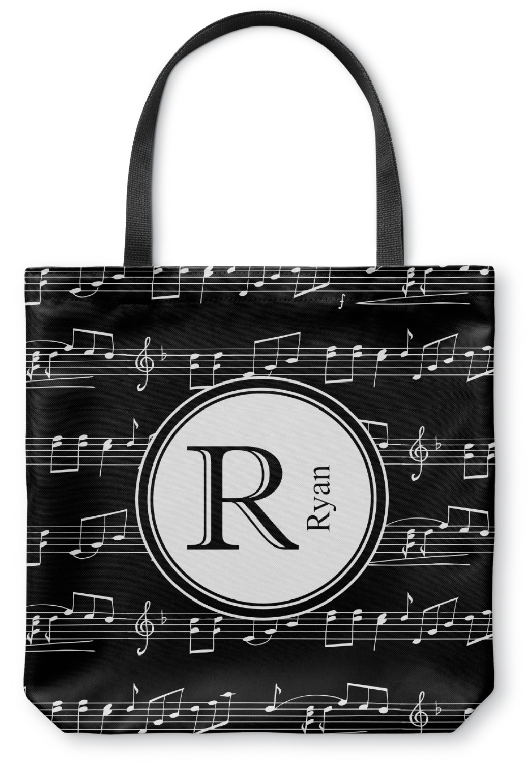 Musical Notes Canvas Tote Bag - Medium - 16"x16" (Personalized