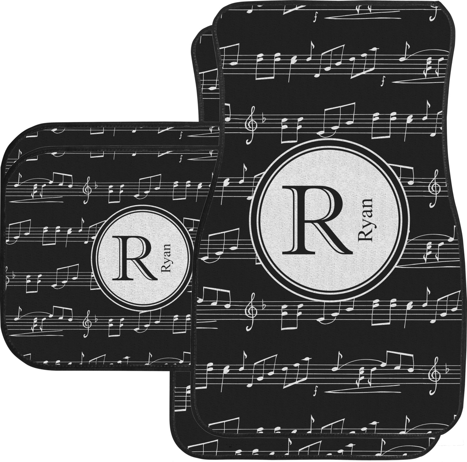 Musical Notes Car Floor Mats Set 2 Front 2 Back Personalized