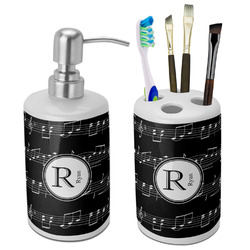 Musical Notes Ceramic Bathroom Accessories Set (Personalized)