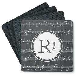Musical Notes Square Rubber Backed Coasters - Set of 4 (Personalized)