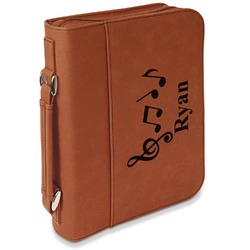 Musical Notes Leatherette Bible Cover with Handle & Zipper - Small - Double Sided (Personalized)