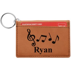 Musical Notes Leatherette Keychain ID Holder - Double Sided (Personalized)