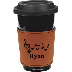 Musical Notes Leatherette Cup Sleeve - Double Sided (Personalized)