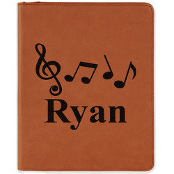 Musical Notes Leatherette Zipper Portfolio with Notepad - Single Sided (Personalized)
