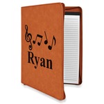 Musical Notes Leatherette Zipper Portfolio with Notepad (Personalized)