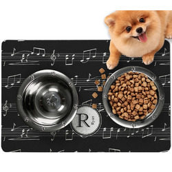 Musical Notes Dog Food Mat - Small w/ Name and Initial