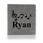 Musical Notes Leather Binder - 1" - Grey (Personalized)