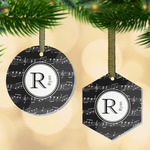 Musical Notes Flat Glass Ornament w/ Name and Initial