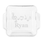 Musical Notes Glass Cake Dish with Truefit Lid - 8in x 8in (Personalized)