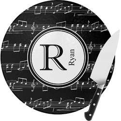 Musical Notes Round Glass Cutting Board - Medium (Personalized)