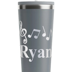 Musical Notes RTIC Everyday Tumbler with Straw - 28oz - Grey - Double-Sided (Personalized)