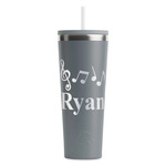 Musical Notes RTIC Everyday Tumbler with Straw - 28oz - Grey - Double-Sided (Personalized)