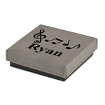 Musical Notes Jewelry Gift Box - Engraved Leather Lid (Personalized)