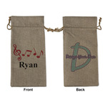 Musical Notes Large Burlap Gift Bag - Front & Back (Personalized)