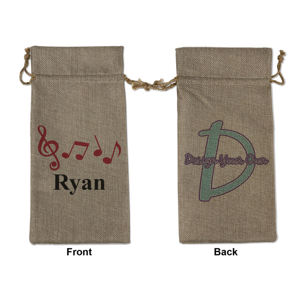 Custom Musical Notes Large Burlap Gift Bag - Front & Back (Personalized)