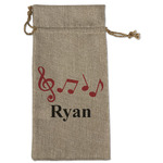 Musical Notes Large Burlap Gift Bag - Front (Personalized)