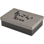 Musical Notes Large Gift Box w/ Engraved Leather Lid (Personalized)