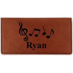 Musical Notes Leatherette Checkbook Holder - Single Sided (Personalized)