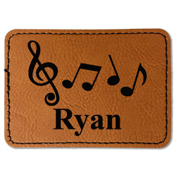Musical Notes Faux Leather Iron On Patch - Rectangle (Personalized)
