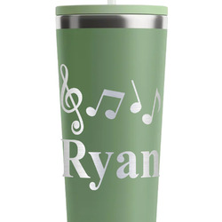 Musical Notes RTIC Everyday Tumbler with Straw - 28oz - Light Green - Double-Sided (Personalized)