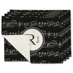 Musical Notes Single-Sided Linen Placemat - Set of 4 w/ Name and Initial