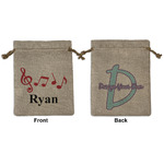 Musical Notes Medium Burlap Gift Bag - Front & Back (Personalized)